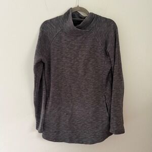 Prana Charcoal Heathered Cowl Neck Long Sleeve Tunic Top Womens Medium Pockets